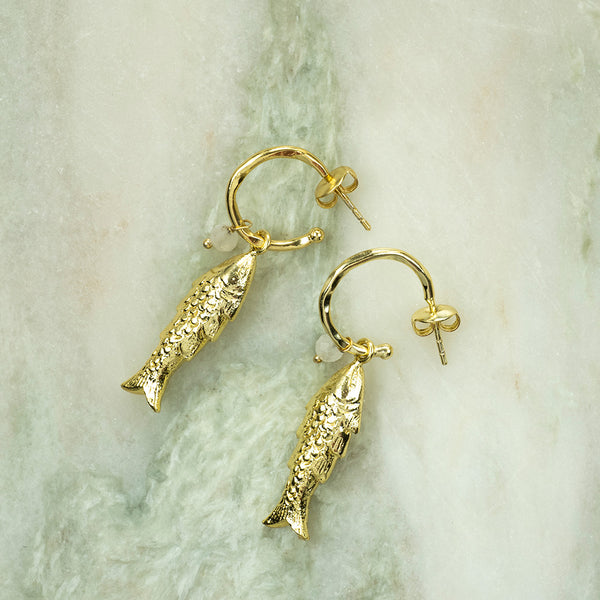 Rebel Fish Moonstone Earrings