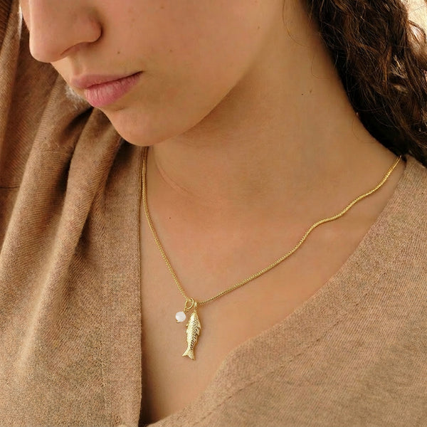 Wild Vis Maansteen Ketting