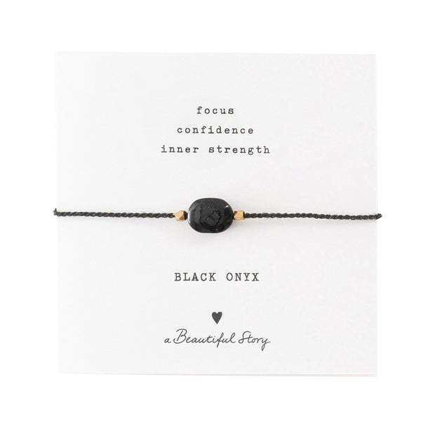 Gemstone Card Black Onyx Gold Colored Bracelet