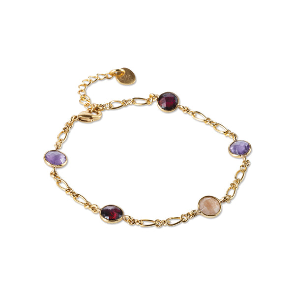 Mesmerized Garnet Amethyst Peach Moonstone Bracelet