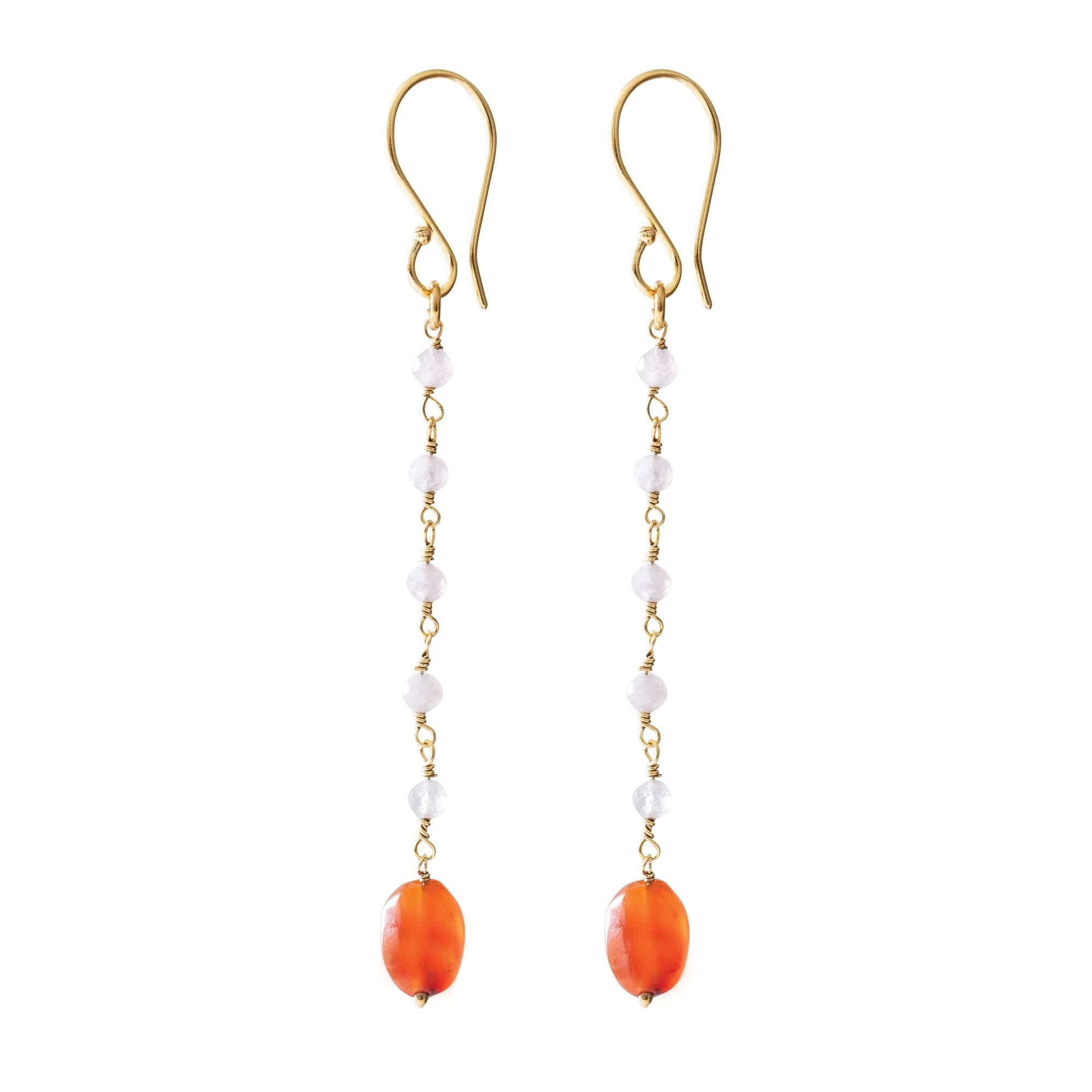 Blooming Rosenquarz Karneol Gold Ohrringe