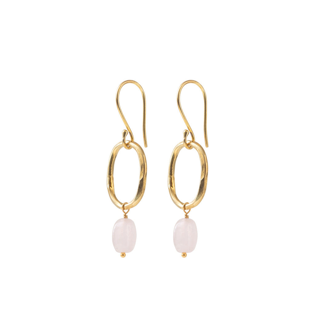 Graceful Rose Quartz Gold Plated Earrings