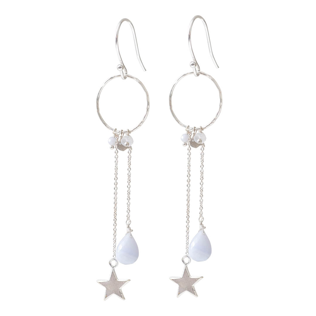 Festivity Blauer Achat Labradorit Silber Ohrringe