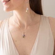 Festivity Blauer Achat Labradorit Silber Ohrringe