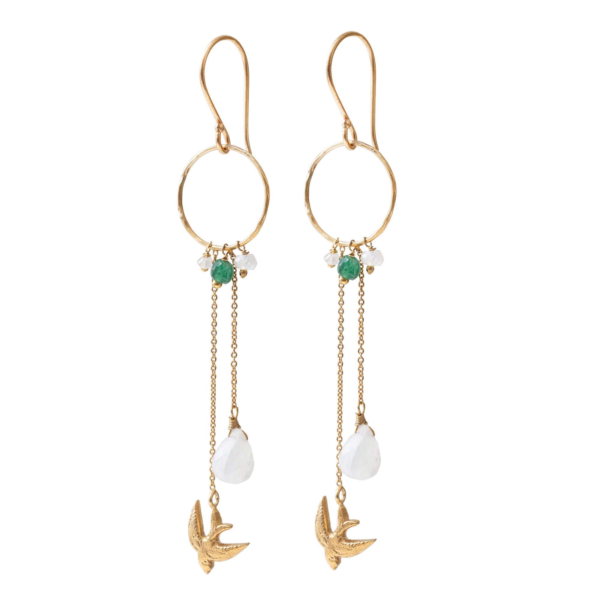 Festivity Maansteen Aventurijn Gouden Oorbellen