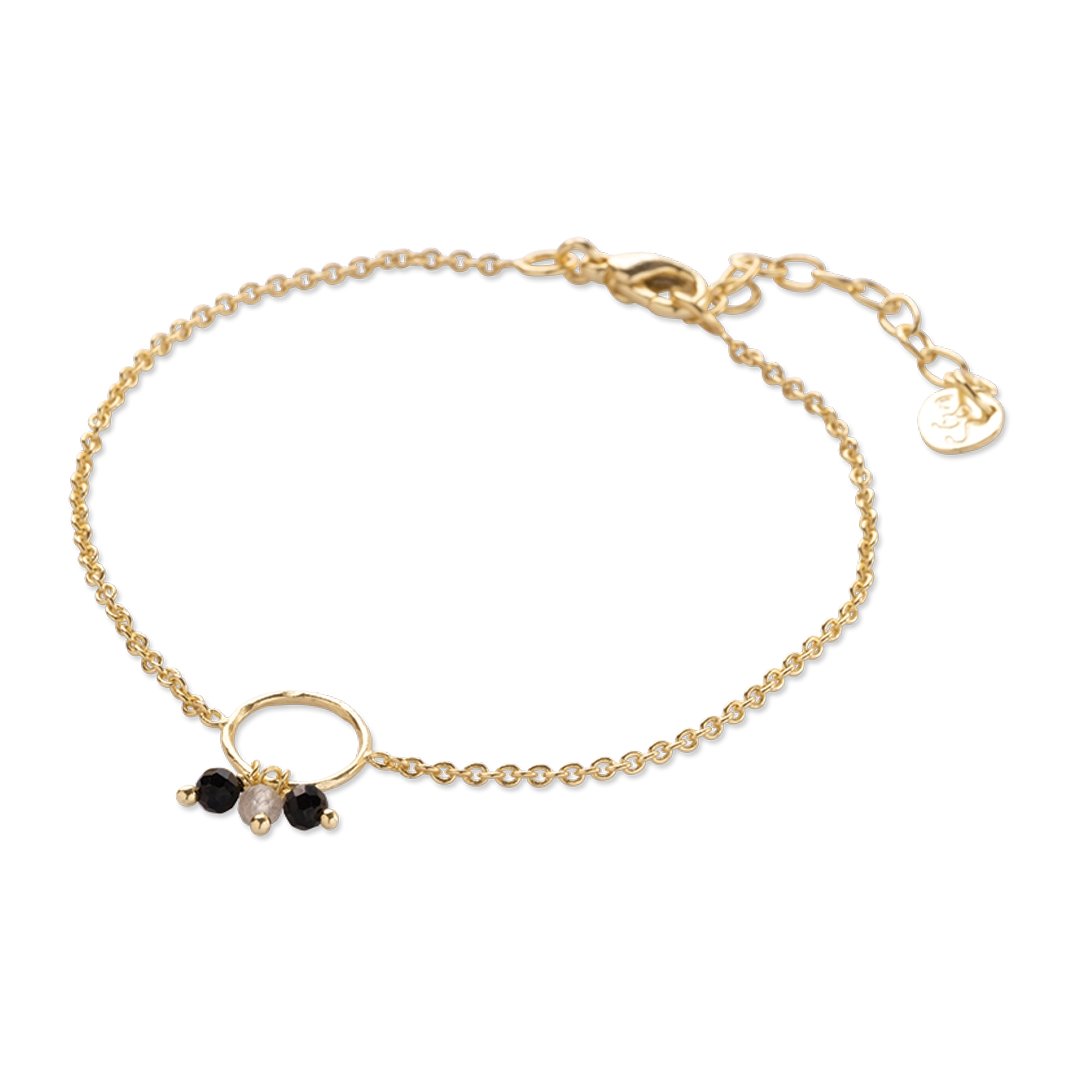 Careful Schwarzer Onyx Labradorit vergoldetes Armband