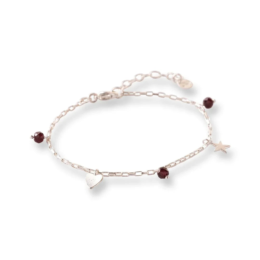 Charmed Granaat Verzilverde Armband