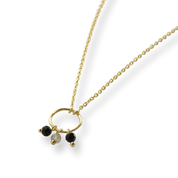 Sentiment Zwarte Onyx Labradoriet Vergulde Ketting