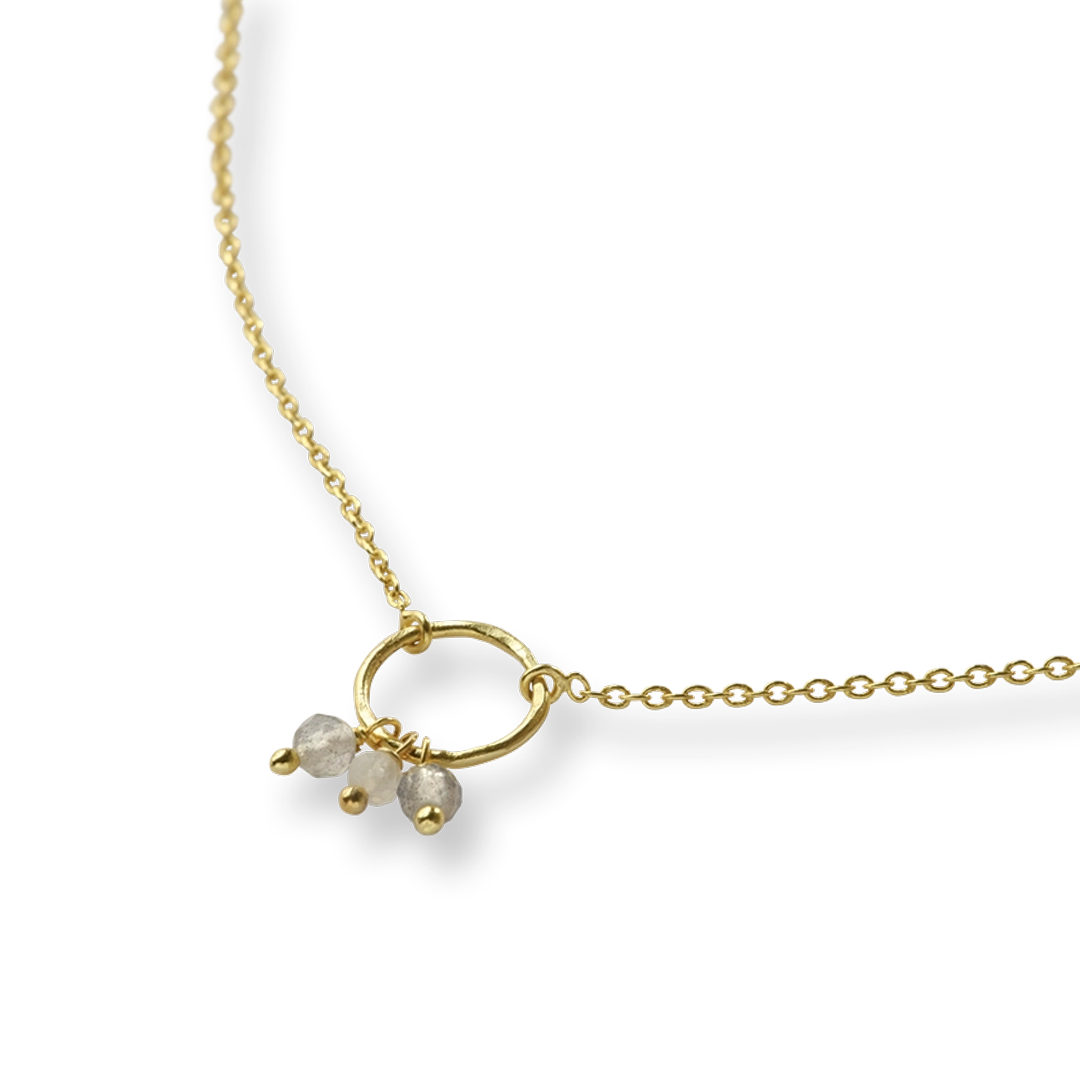 Sentiment Labradorit Mondstein vergoldete Halskette