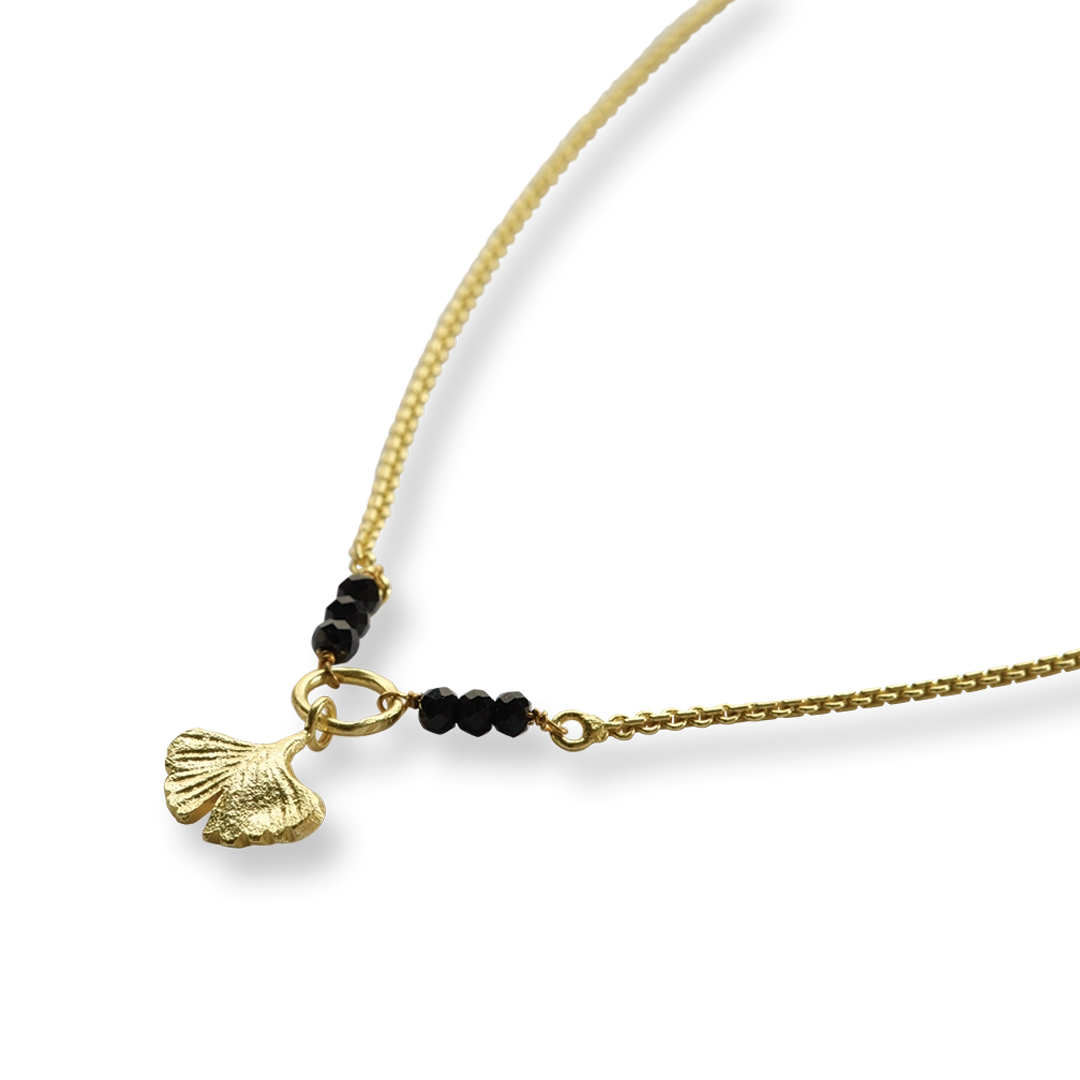 Reliable Schwarzer Onyx vergoldete Halskette