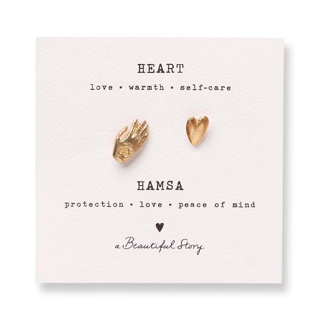Broche Set Hart - Hamsa Verguld
