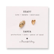 Broche Set Hart - Hamsa Verguld