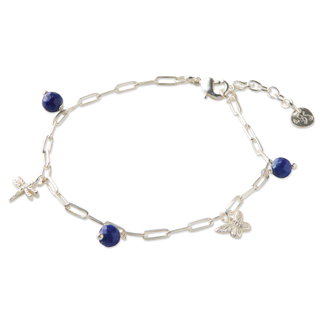Imaginary Lapislazuli versilbertes Armband