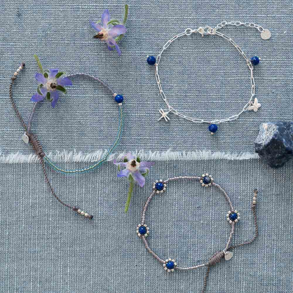 Imaginary Lapislazuli versilbertes Armband