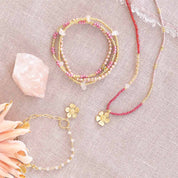 Flowing Rose Quartz Bracelet Gold Plated