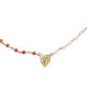 Truthful Rose Quartz Carnelian Necklace Gold Plated