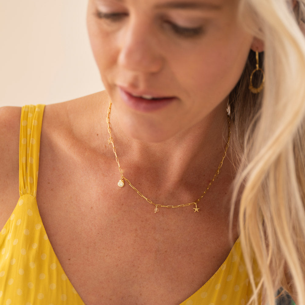 United Citrine Necklace Gold Plated