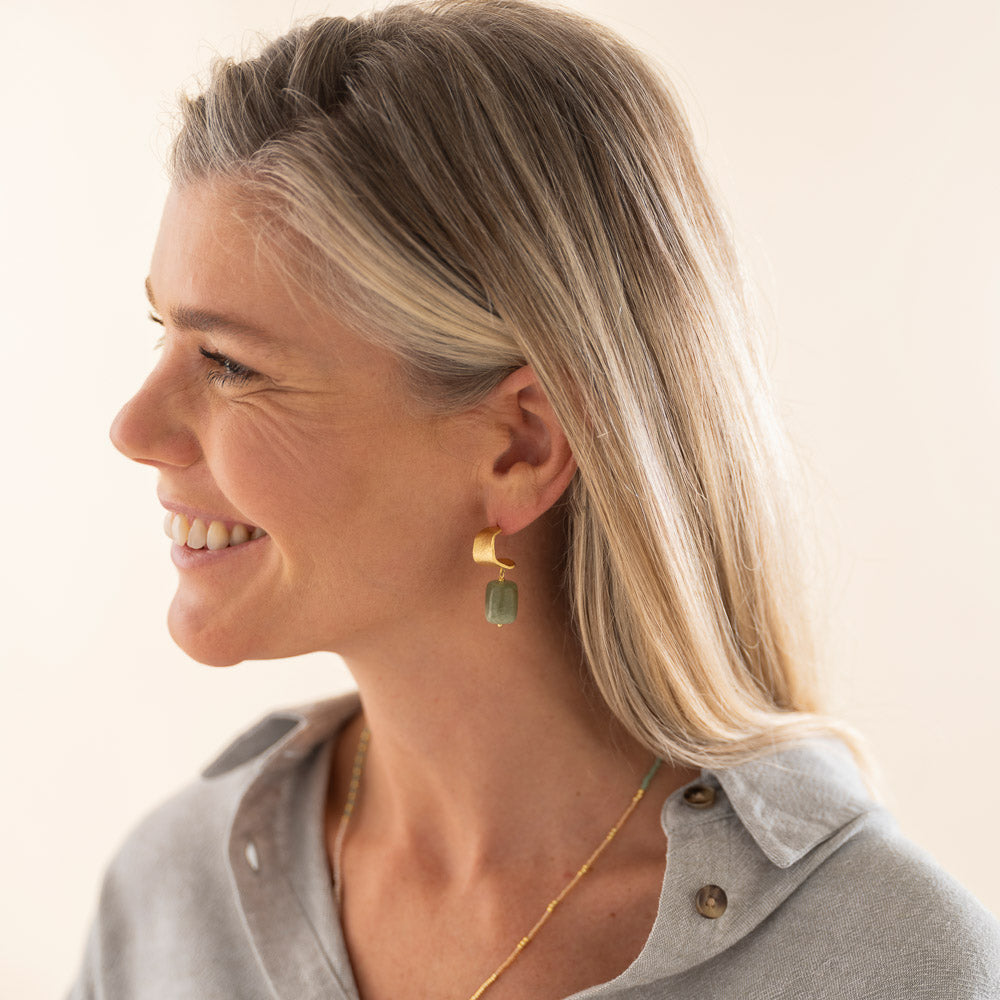 Honest Aventurijn Vergulde Oorbellen