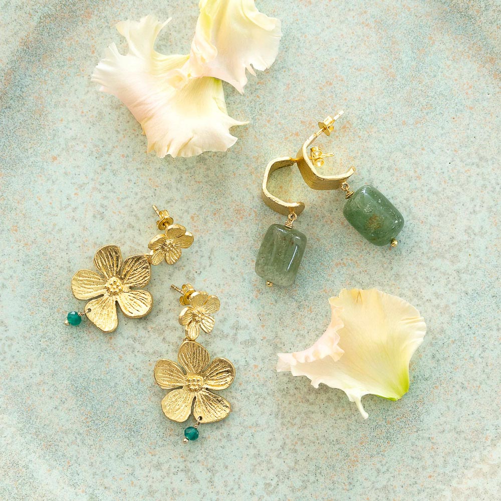 Honest Aventurijn Vergulde Oorbellen