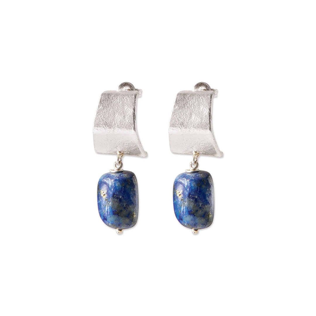 Honest Lapis Lazuli Verzilverde Oorbellen