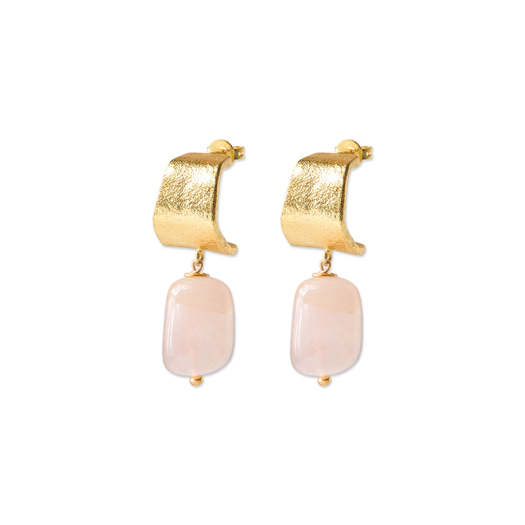 Honest Rozenkwarts Vergulde Oorbellen