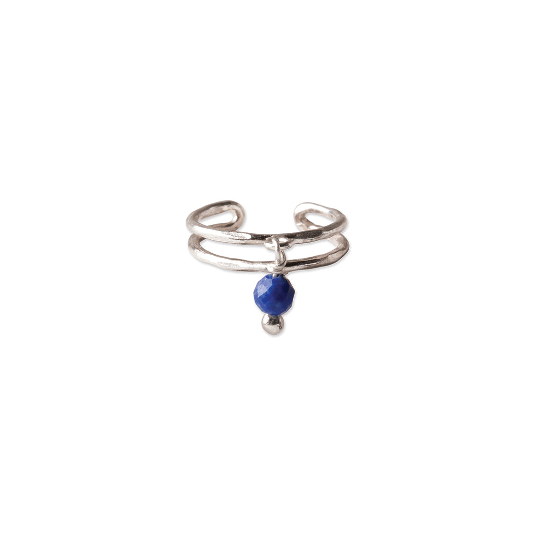 Gemstone Ear Cuff Lapis Lazuli Silver Plated