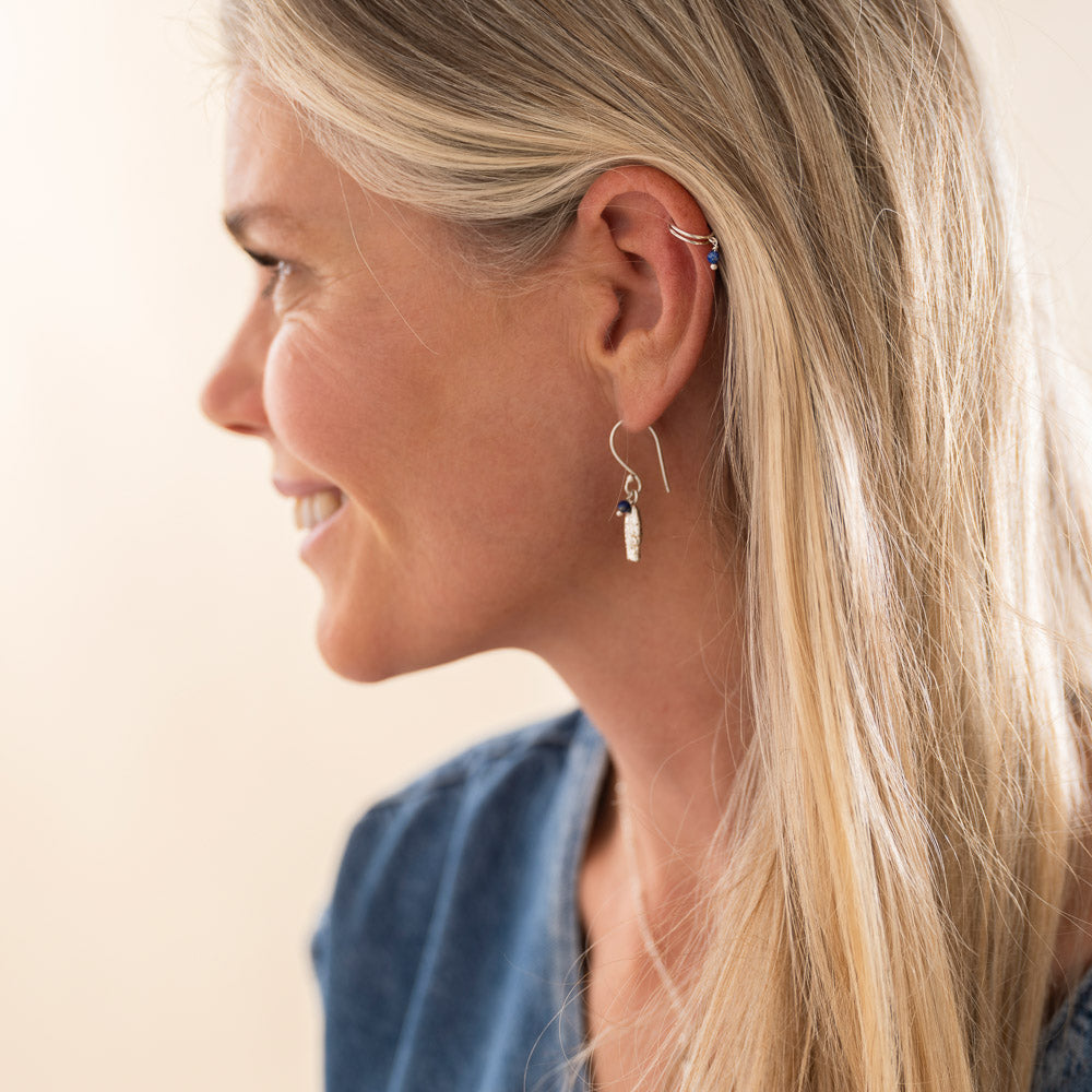 Gemstone Ear Cuff Lapis Lazuli Silver Plated