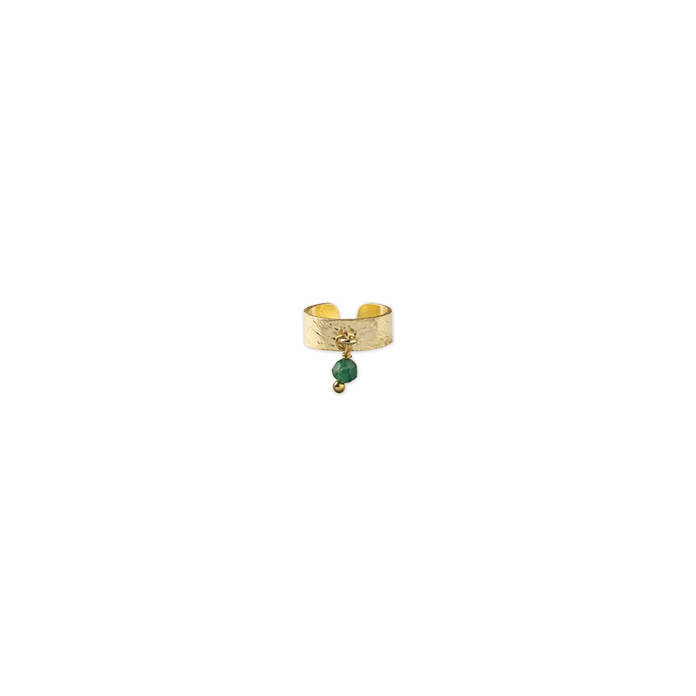 Gemstone Relief Ear Cuff Aventurine Gold Plated
