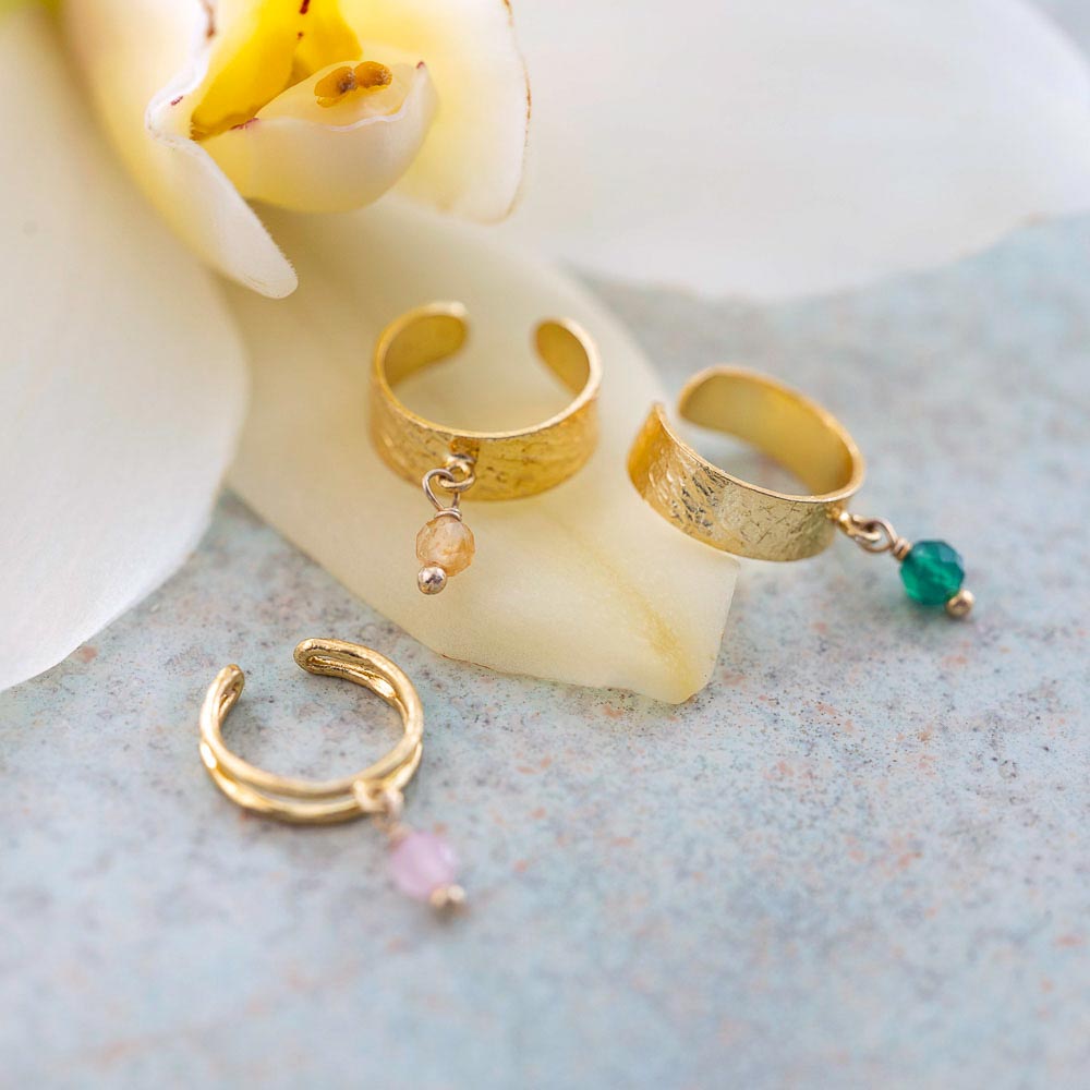 Relief Citrin Edelstein vergoldetes Earcuff