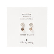 Mini Coin Rauchquarz versilberte Ohrringe