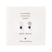 Mini Coin Lapislazuli versilberte Ohrringe