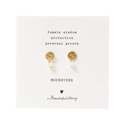 Mini Coin Maansteen Vergulde Oorbellen