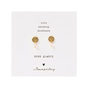 Mini Coin Rosenquarz vergoldete Ohrringe