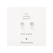 Mini Coin Rosenquarz vergoldete Ohrringe