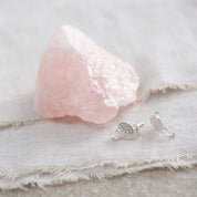 Mini Coin Rosenquarz vergoldete Ohrringe