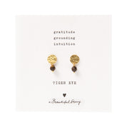 Mini Coin Tigerauge vergoldete Ohrringe