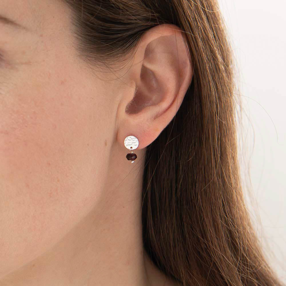 Mini Coin Schwarzer Onyx versilberte Ohrringe