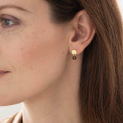 Mini Coin Rauchquarz vergoldete Ohrringe