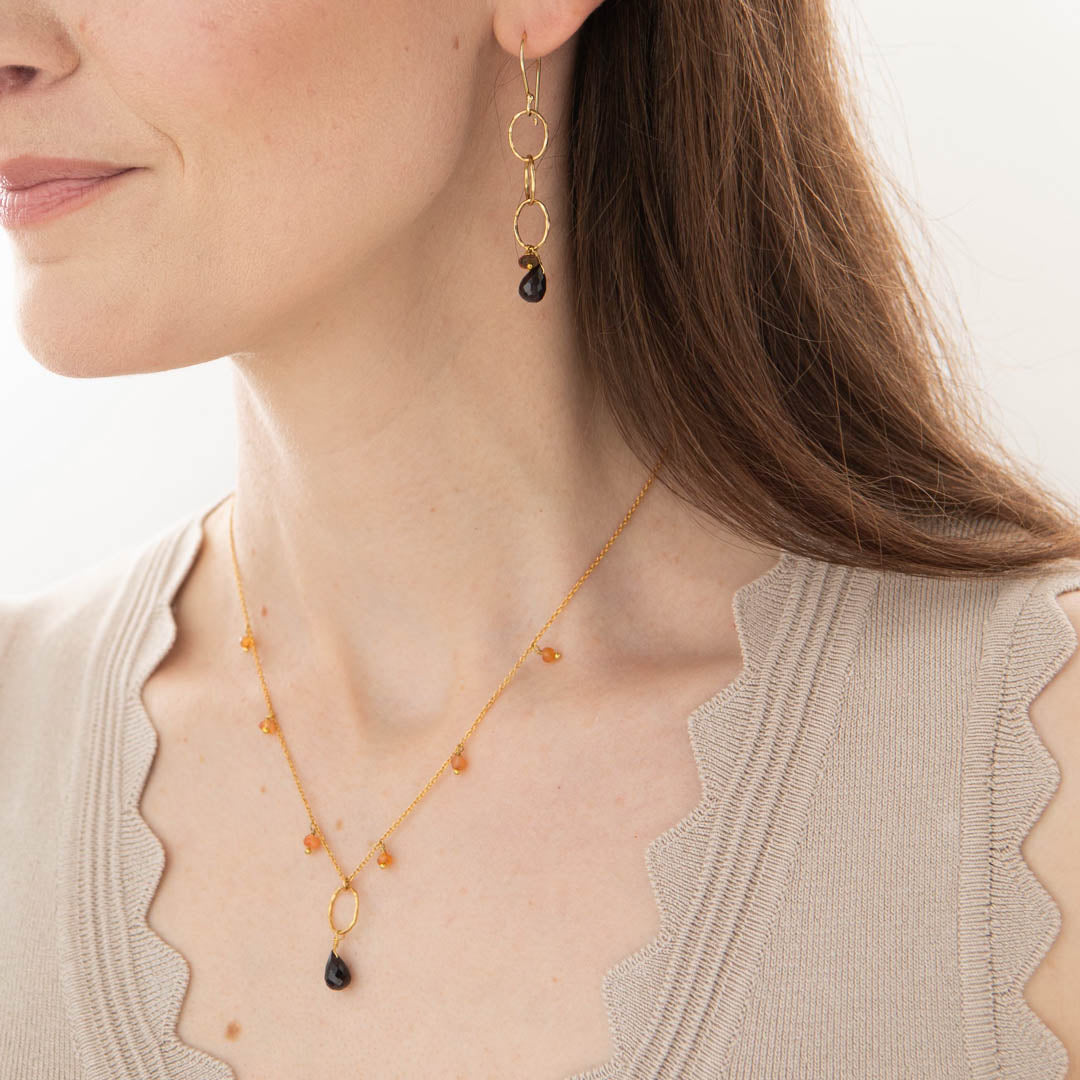 Glowing Granat Mix Gold Ohrringe