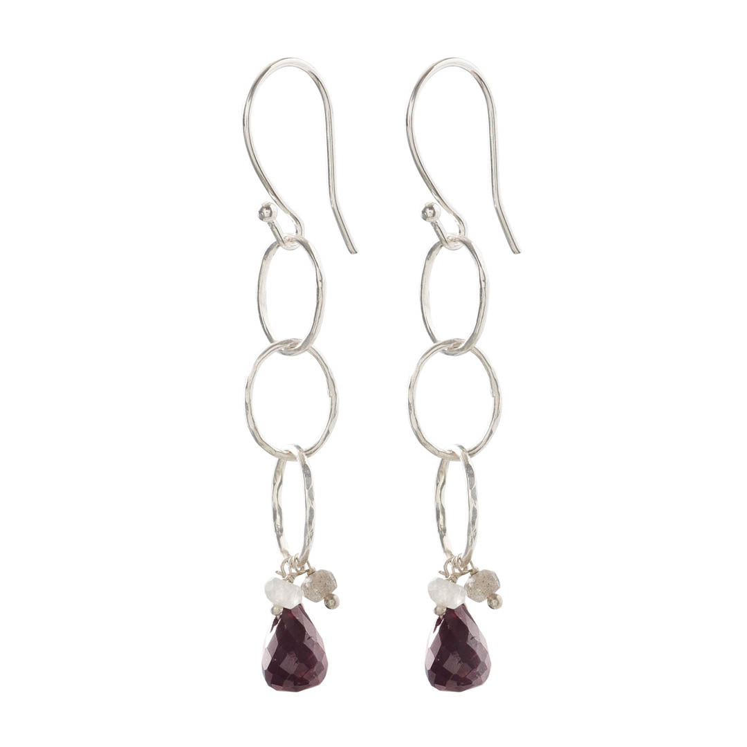 Glowing Garnet Mix Silver Earrings