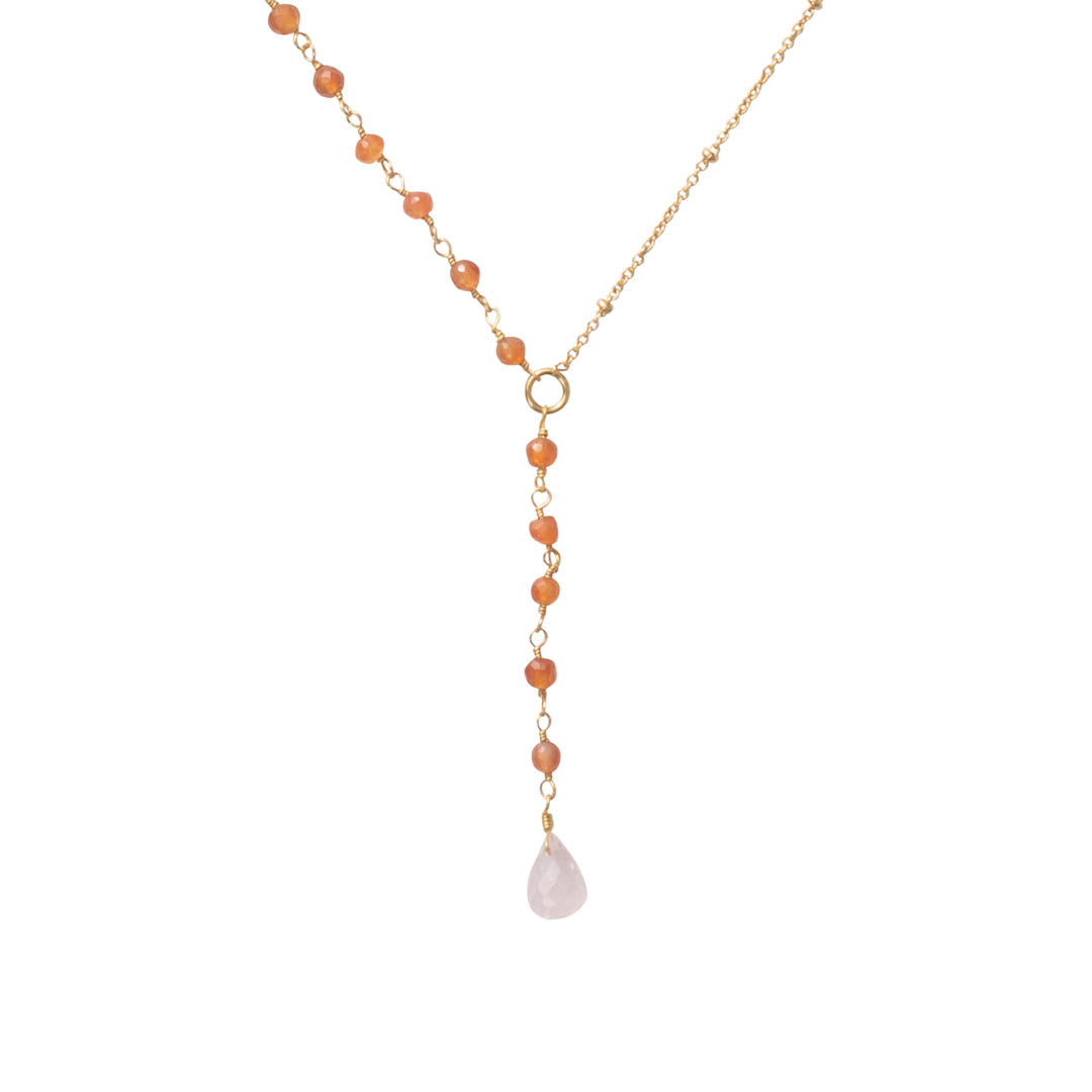 Dawn Carnelian Rose Quartz Gold Plated Necklace