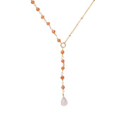 Dawn Carnelian Rose Quartz Gold Plated Necklace