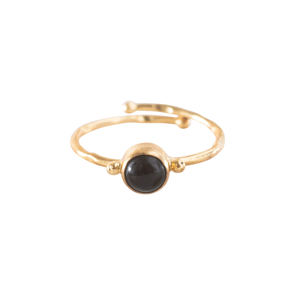 Faithful Schwarzer Onyx vergoldeter Ring