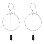 Talent Zwarte Onyx Verzilverde Oorbellen