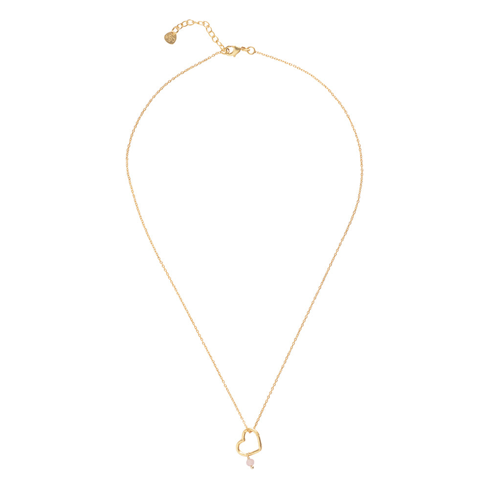 Geschenkset Open Heart Rosenquarz vergoldet