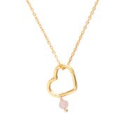 Geschenkset Open Heart Rosenquarz vergoldet