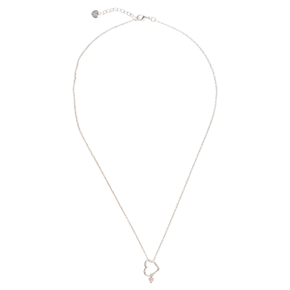 Geschenkset Open Heart Rosenquarz versilbert