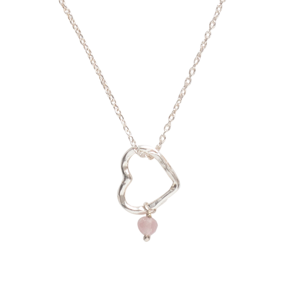 Geschenkset Open Heart Rosenquarz versilbert