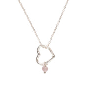 Geschenkset Open Heart Rosenquarz versilbert