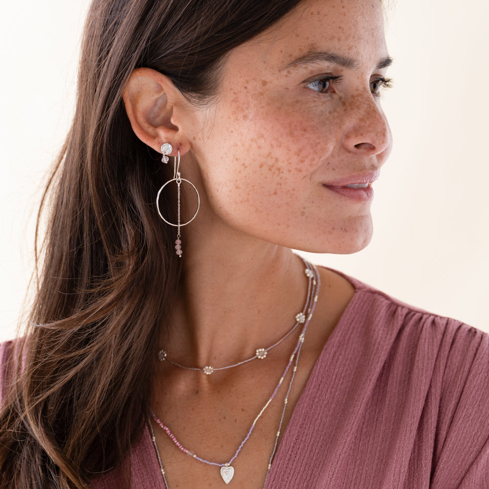 Talent Rosenquarz versilberte Ohrringe